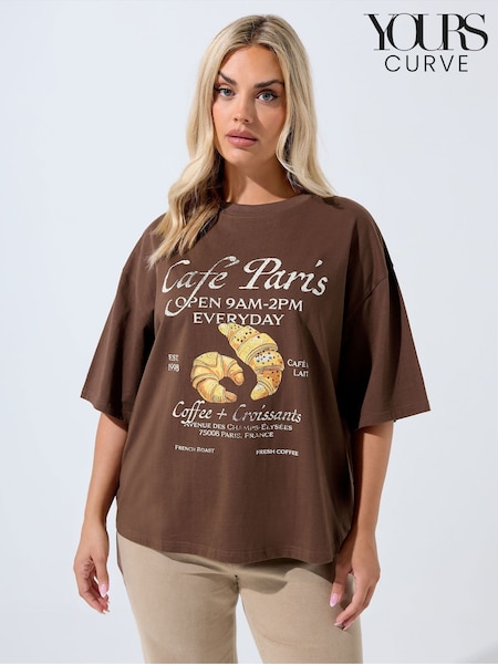 Yours Curve Limited Croissant Cafe T-Shirt (Y01396) | R$ 195