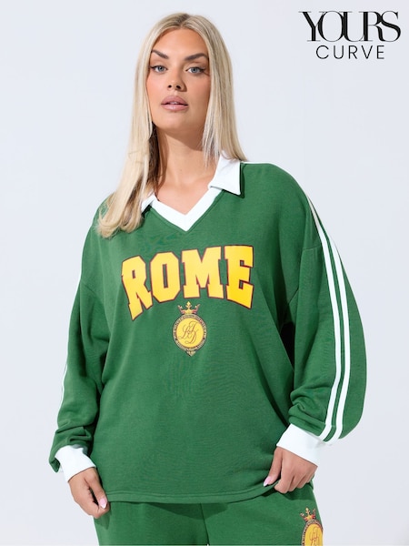 Yours Curve Limited Front Print Stripe Collar Sweatshirt (Y01398) | € 41