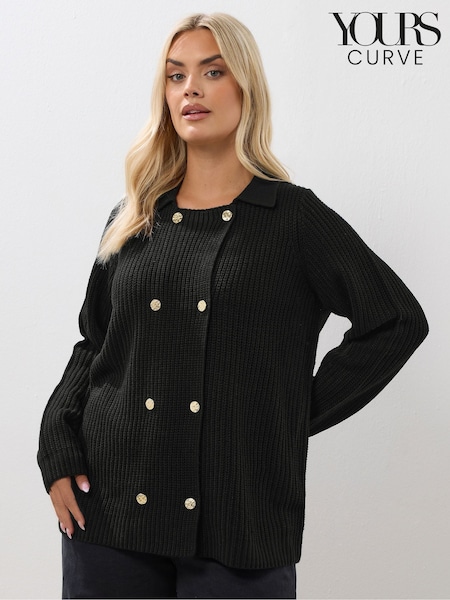 Yours Curve Double Breasted Cardigan (Y01433) | R$ 335