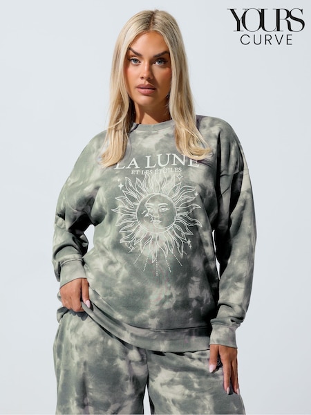 Yours Curve Grey Limited Tie Dye Sweatshirt (Y01435) | €39