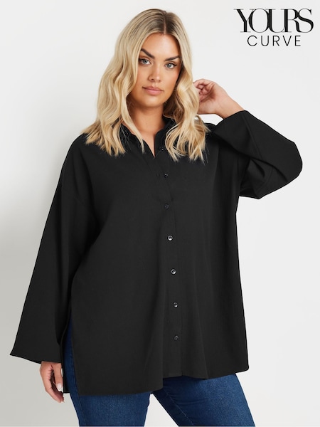 Yours Curve Black Oversized Side Slit Shirt (Y01450) | €38