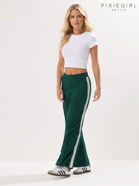 PixieGirl Petite Green Side Stripe Tapered Wide Leg Trousers (Y01492) | €45
