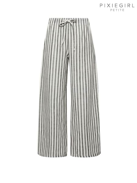 PixieGirl Petite Grey Stripe Wide Leg Trousers (Y01494) | €43