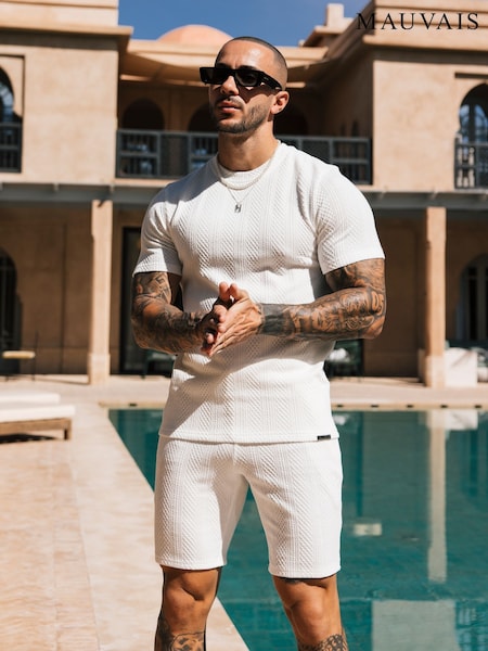 Branco - MAUVAIS Tanami Textured Stretch Shorts (Y01675) | R$ 395