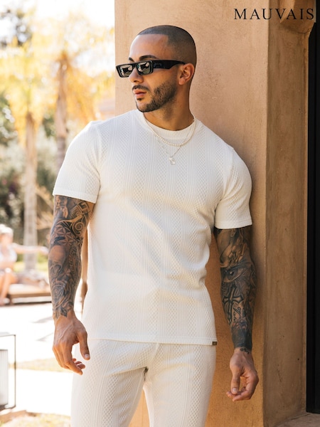 Branco - MAUVAIS Tanami Textured Stretch Tee (Y01694) | R$ 395