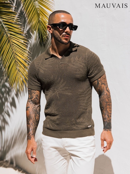 MAUVAIS Tropics Crochet Knit Polo (Y01704) | R$ 545