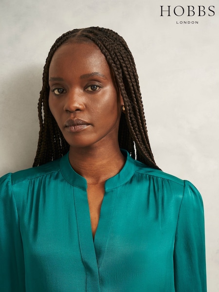 Hobbs Teal Green Jade Blouse (Y01846) | 440 QAR
