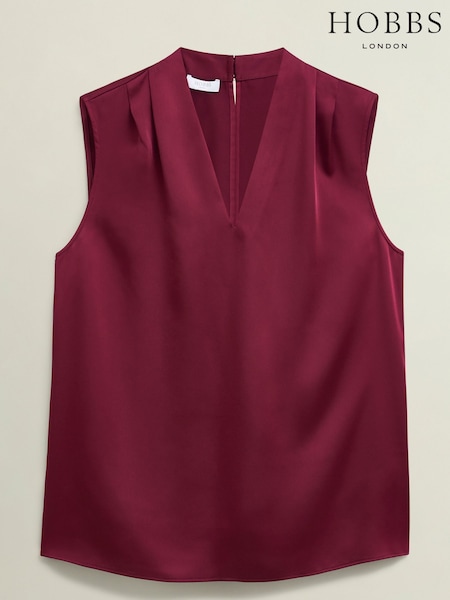 Hobbs Red Nina Satin Blouse (Y01849) | 391 QAR