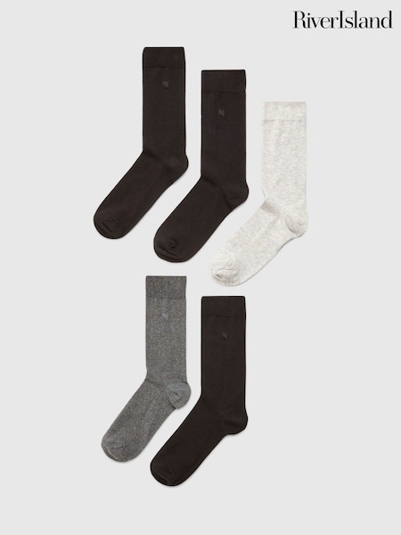 River Island 5 Pack Embroidered Socks (Y01873) | R$ 160