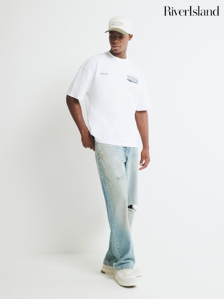 River Island White Regular Fit Montreal GP Print T-Shirt (Y01874) | AED151