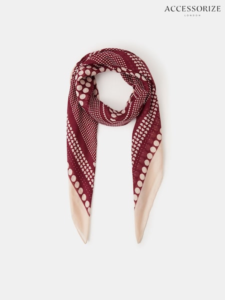Accessorize Red Large Polka Dot Heart Satin Scarf (Y01911) | €28