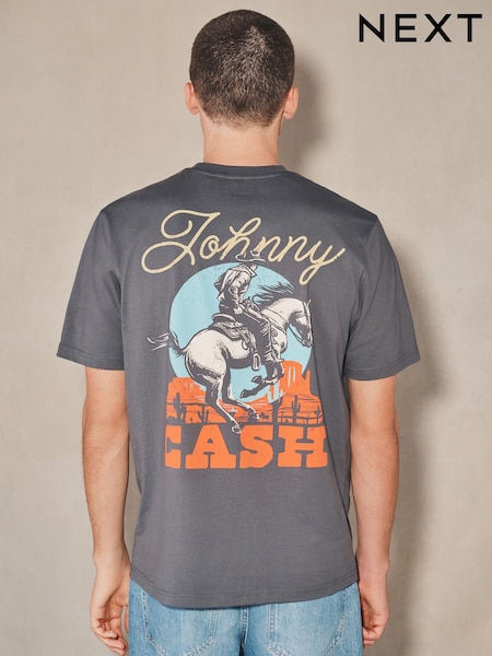 אפור - EDIT Johnny Cash Graphic T-Shirt (Y01916) | ‏96‏₪