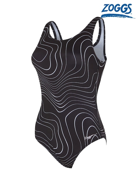 Zoggs Scoopback Black Swimsuit with built in Shelf Bra Support (Y01943) | OMR23