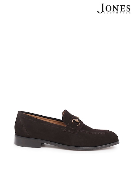 Jones Bootmaker Dark Brown Suede Reece Leather Loafers (Y01990) | €153