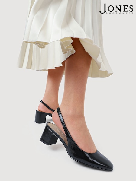 Jones Bootmaker Black Xayna Leather Slingback Court Shoes (Y02446) | €126