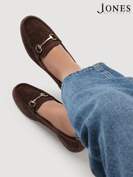 Jones Bootmaker Brown Wide Fit Lex Suede Leather Loafers (Y02449) | 490 QAR