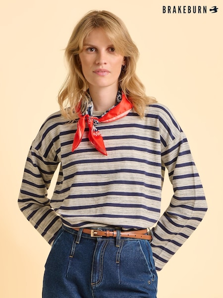 Brakeburn Cream Chesil Long Sleeve T-Shirt (Y02553) | €46