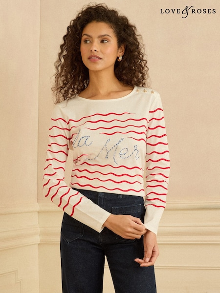 Love & Roses Jersey Long Sleeve Top (Y02601) | ‏120‏₪