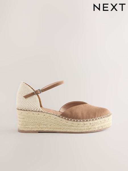 Sand Wide Fit Forever Comfort® Closed Toe Platform Espadrille Wedges (Y02664) | €45