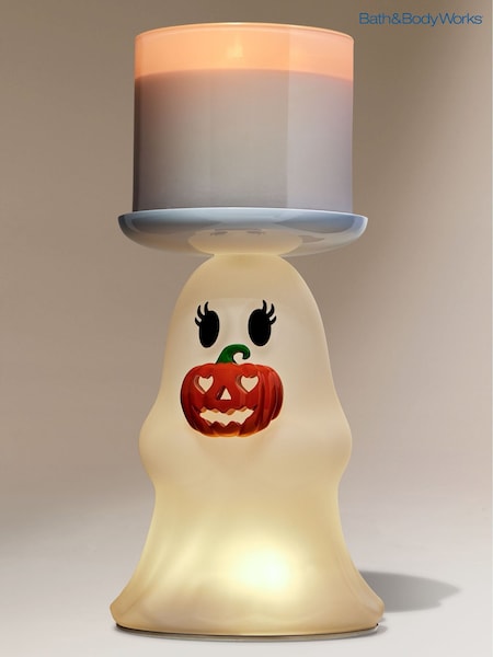 Bath & Body Works Light-Up Ghost Jack-o'-lantern Pedestal 3-Wick Candle Holder (Y02682) | €53