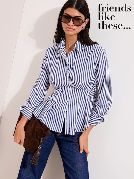 Friends Like These Blue Stripe Seam Detail Shirt (Y02721) | $77