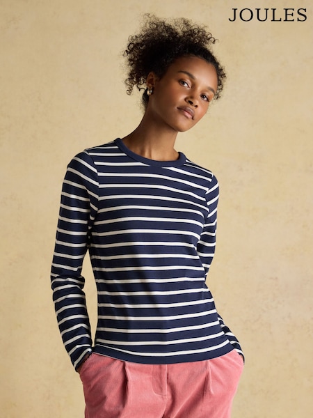 Joules Isabella Navy 100% Cotton Jersey Breton Top (Y02762) | R$ 255