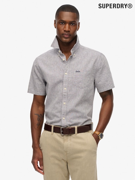 Superdry City Cotton Linen Short Sleeve Shirt (Y02790) | R$ 445