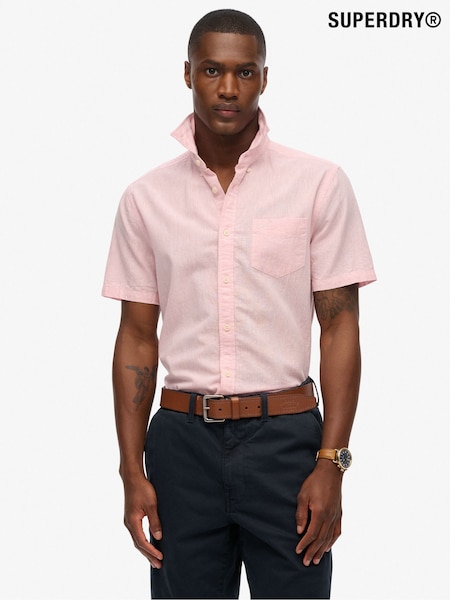 Superdry Pink City Cotton Linen Short Sleeve Shirt (Y02795) | €58