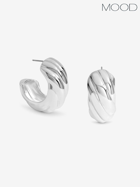 Mood Silver Polished Intertwined Hoop Earrings (Y03107) | 73 QAR