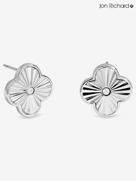 Jon Richard Silver Tone Diamond Cut Clover Earrings (Y03116) | €24