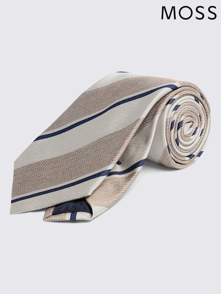 MOSS Gold Italian Striped Tie (Y03155) | AED291