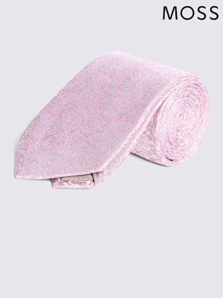 ذهبي شاحب - MOSS MOSS Floral Print Swirl Silk Tie (Y03163) | ‏175 د.إ.‏
