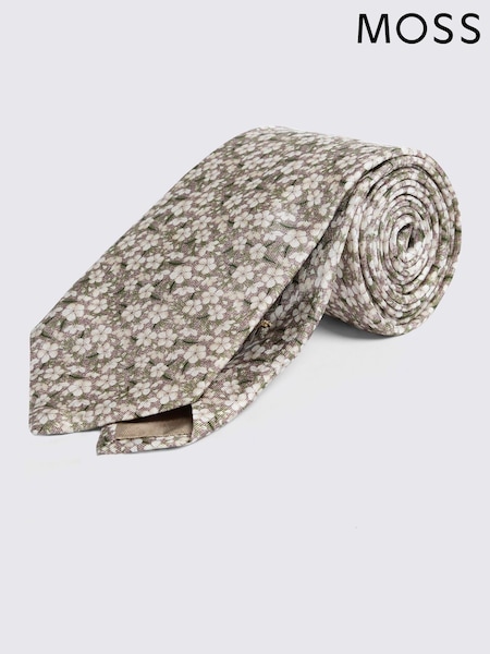 MOSS Gold Italian Ditsy Floral Print Tie (Y03171) | AED291