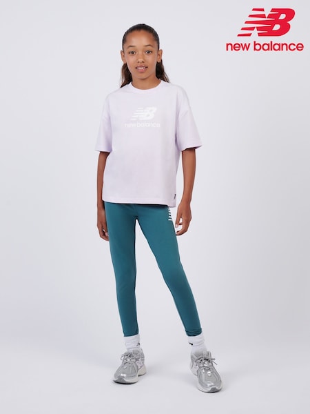 New Balance Purple Stacked Logo T-Shirt and Leggings Set (Y03220) | €57 - €68