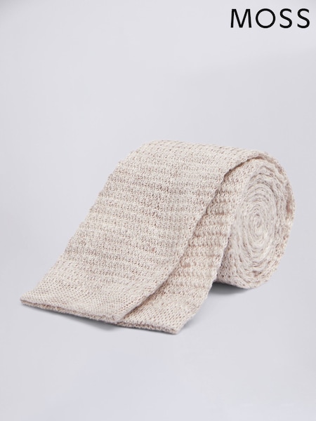 MOSS Gold Latte Melange Knitted Linen Tie (Y03283) | €37
