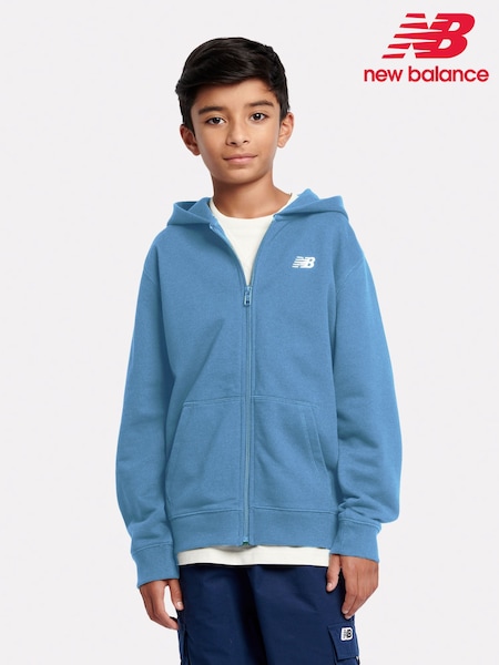 Azul - New Balance French Terry Small Logo Full Zip Hoodie (Y03344) | 71 € - 85 €