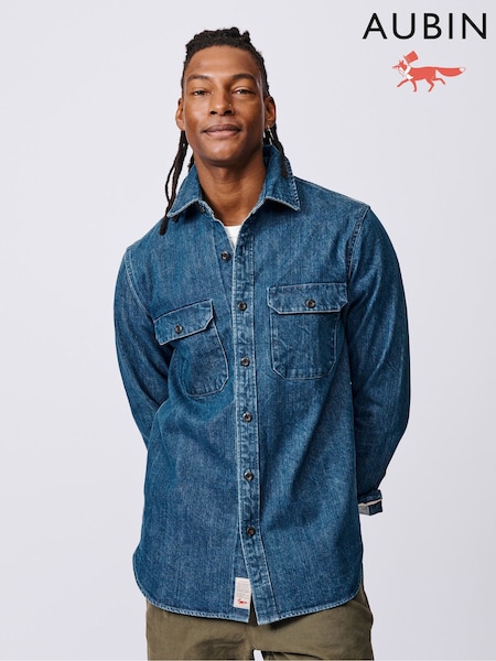 Aubin Blue Morely Denim Overshirt (Y03416) | AED693