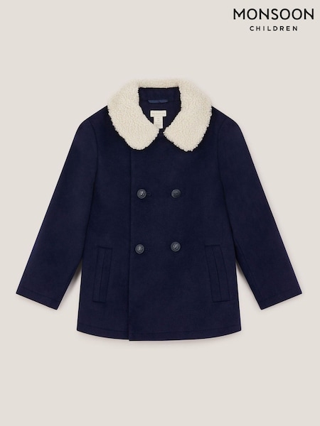 Monsoon Blue Borg Collar Pea Coat (Y03462) | €69 - €89