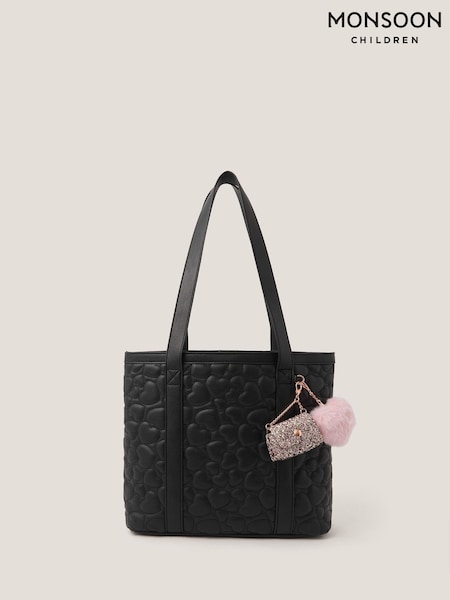 Monsoon Black Heart Quilted School Tote Bag (Y03464) | €32