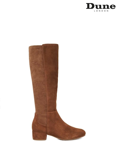 Dune London Brown Tayla Smart Stretch High Leg Boots (Y03526) | €209