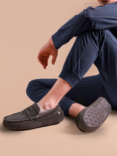Just Sheepskin Just Sheepskin Mens Grey Quentin Sheepskin Slippers (Y03530) | 125 €