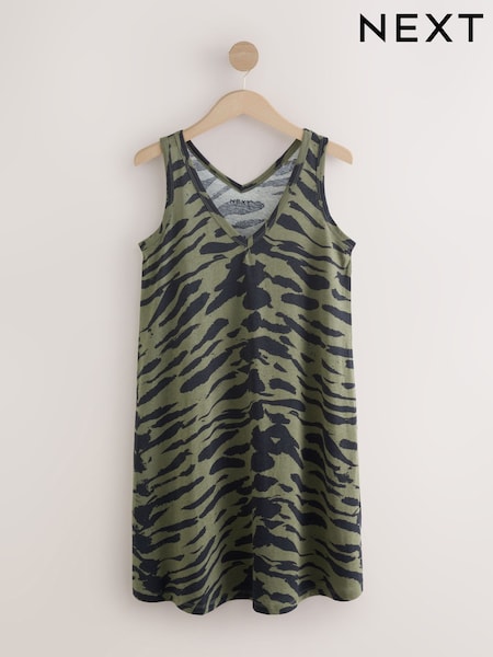 Grønn - Sleeveless V-Neck Slouch Dress (Y03585) | kr281