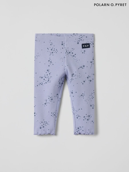 Polarn O. Pyret Cotton Ribbed Lavender Print Leggings (Y03610) | ‏83 ر.ق.