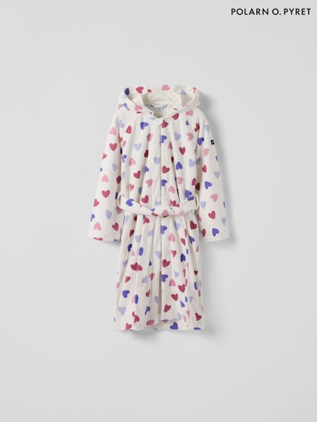 Polarn O. Pyret White Heart Print Bathrobe (Y03612) | €60