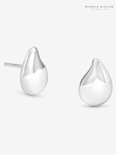 Simply Silver Silver Tone 925 Polished Nugget Stud Earrings (Y03769) | €33