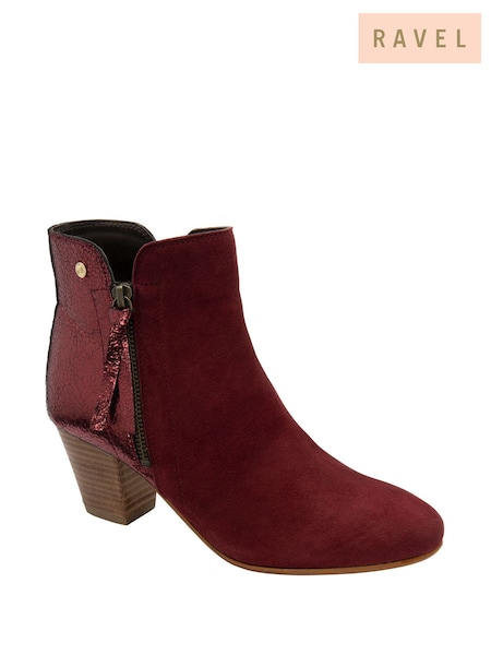 Vermelho - Ravel Suede Heeled Ankle Boots (Y03788) | R$ 940