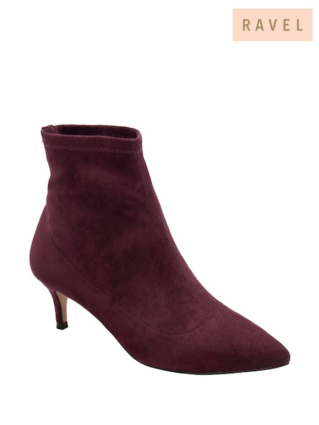 أحمر - Ravel Imi Suede Sock Ankle Boots (Y03810) | ‏379 د.إ.‏
