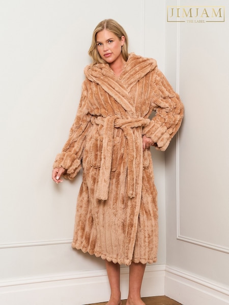 Jim Jam the Label Natural Caramel Ribbed Dressing Gown (Y03829) | €60
