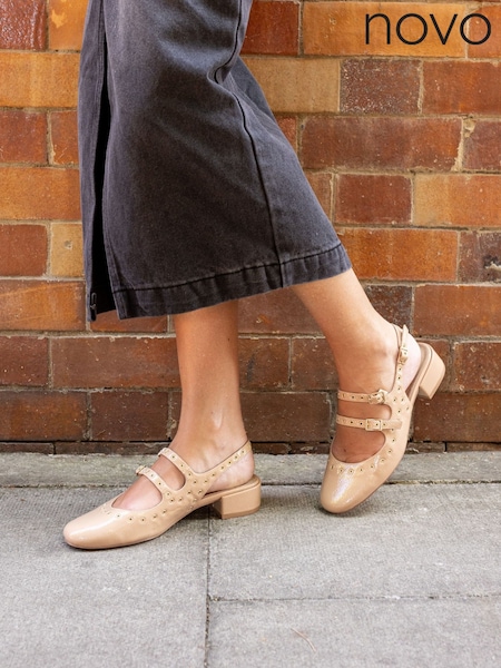 Novo Nude Courtney Eyelet Detail Mary Jane Low Heel Slingback Shoes (Y03852) | €47