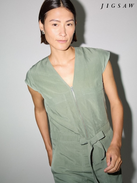 Jigsaw Green Linen Lyocell Jumpsuit (Y03960) | €236